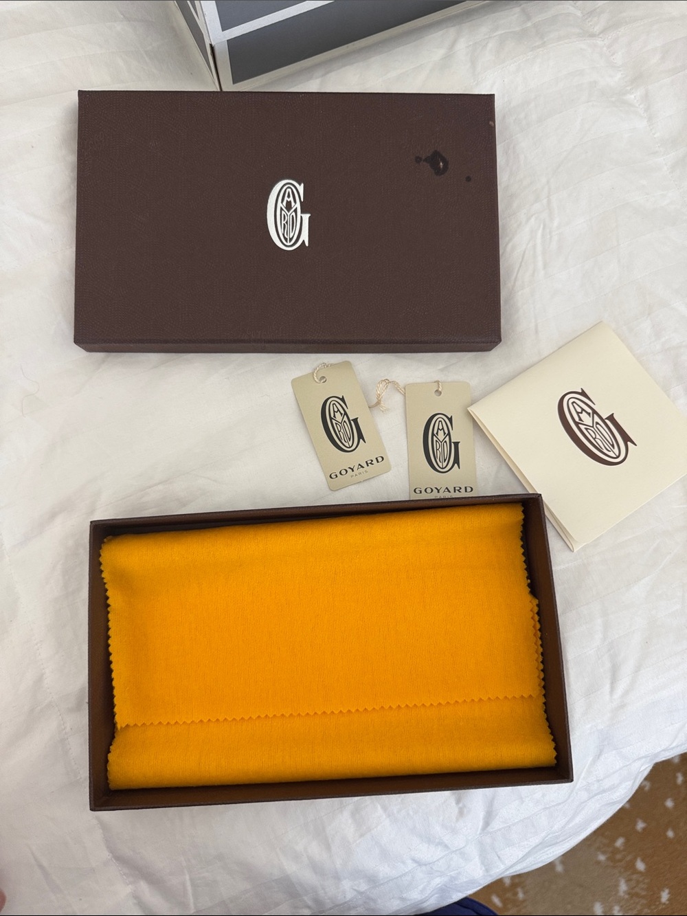 Goyard Brown Box with Yellow insert & Branded Tags and Card - Picture 2 of 5